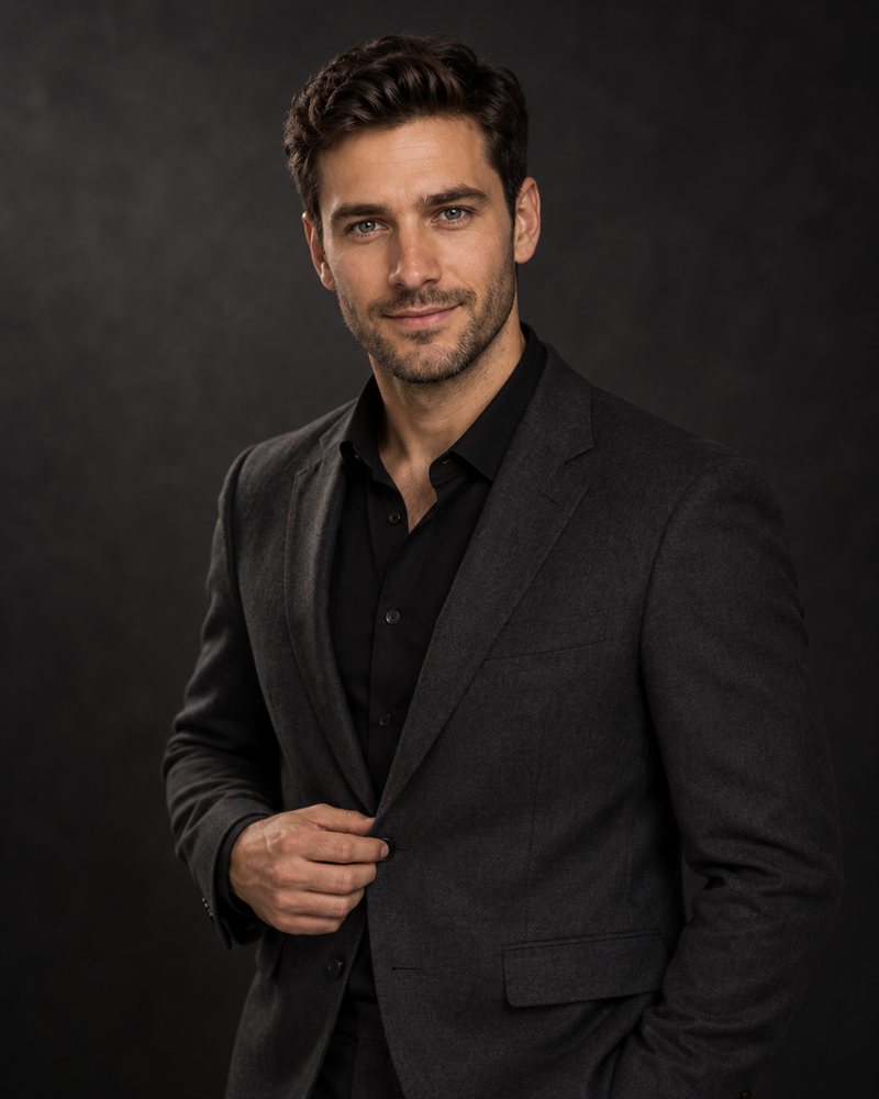 David AI generated Dark studio headshot
