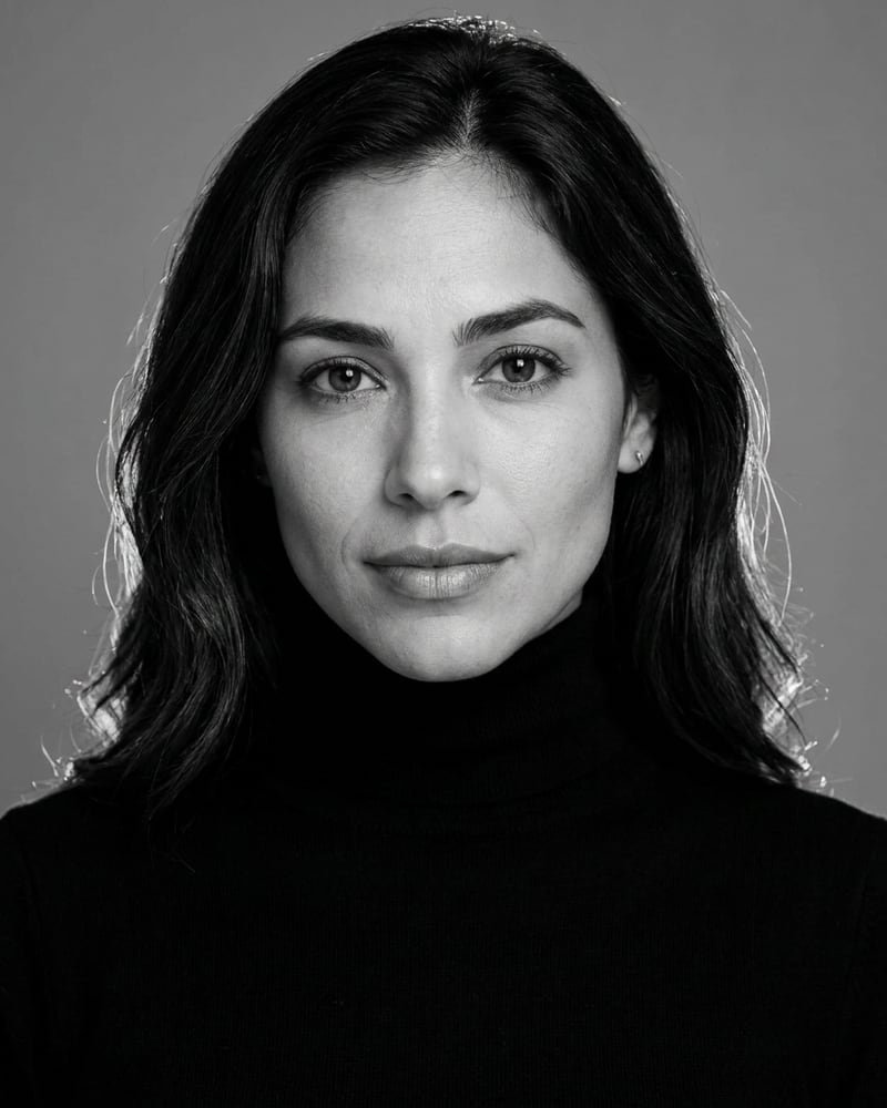Rachel AI generated Monochrome headshot